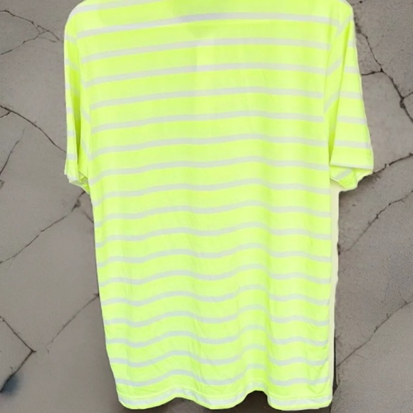 Miami Hurricanes Adidas Striped Logo Golf Polo Shirt Sz M Neon Grn Light Purple - Picture 11 of 11